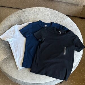 Uniqlo Women's Short Sleeve Tee Trio - White, Navy, Black